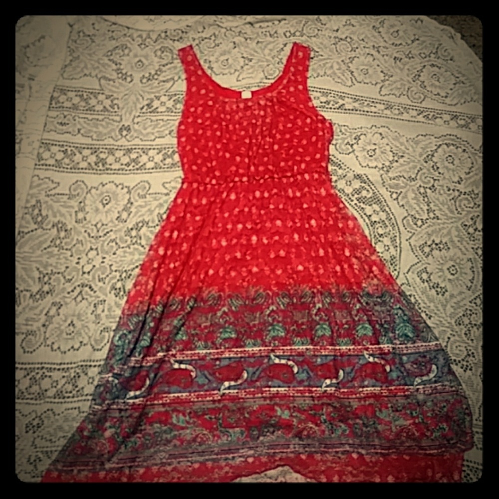 Red, white, and blue flowy dress